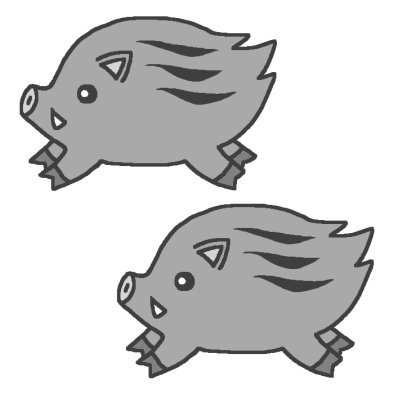 亥 イノシシ のイラストc モノクロ 2007年亥年 平成19年 猪 いのしし とかわいい年賀状イラスト カット 1ポイント干支素材